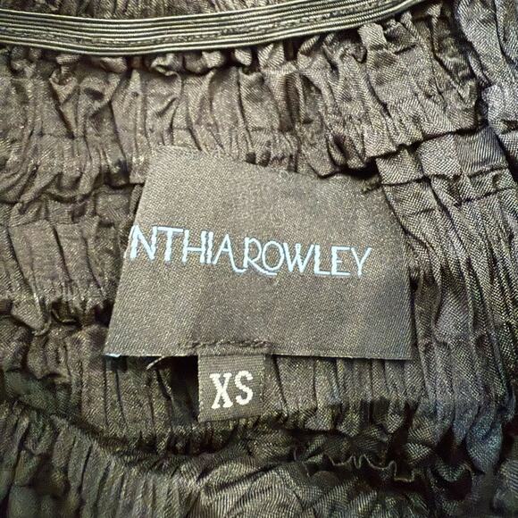 Cynthia Rowley Ruffle Neck 3/4 Sleeve All Over Smocked Blouse Black Size XS - Picture 7 of 10